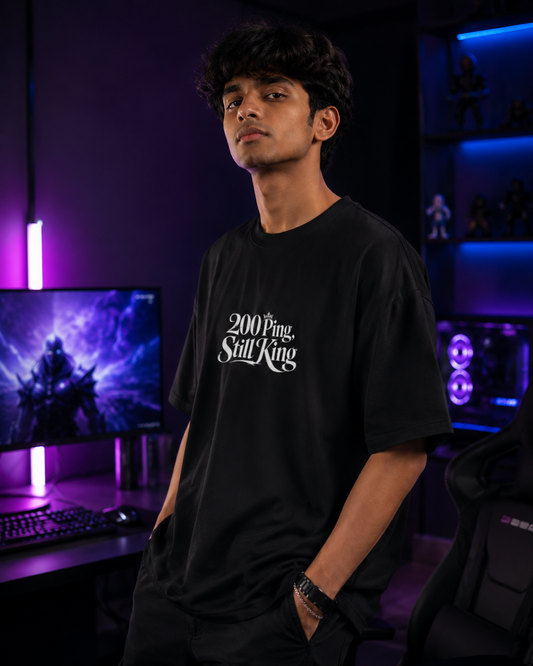 200 Ping Still King – Gaming Streetwear Graphic T-Shirt (Black)