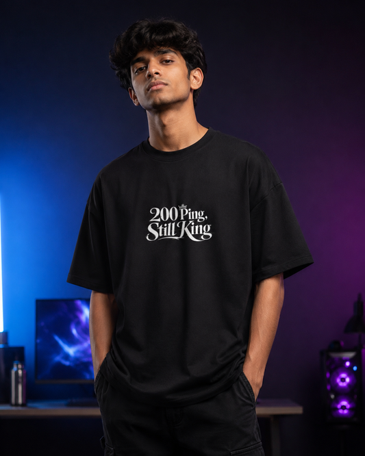 200 Ping Still King – Gaming Streetwear Graphic T-Shirt (Black)
